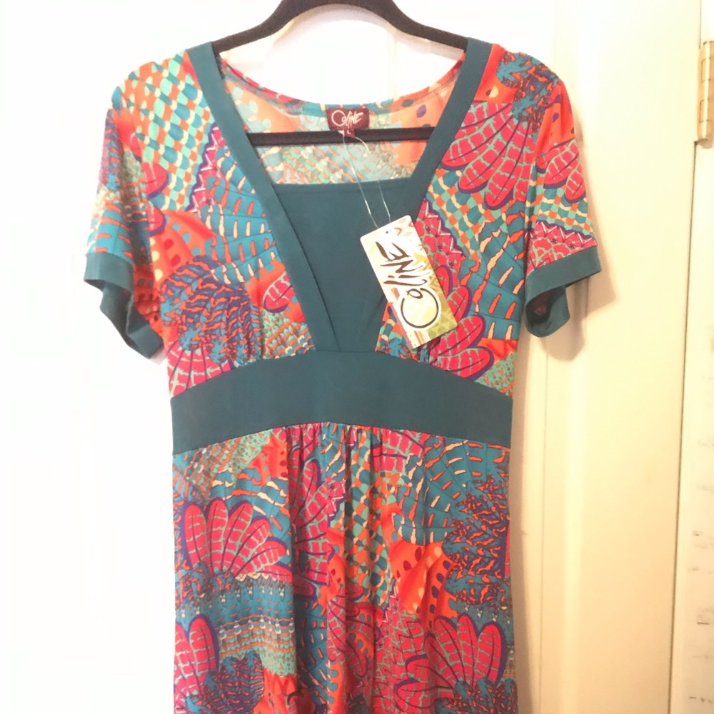 Celine Multicolor Patterned Midi Dress